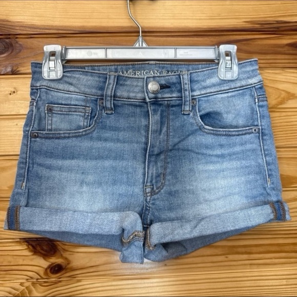 American eagle super super stretch hi-rise shortie size 6 denim shorts - Picture 1 of 6